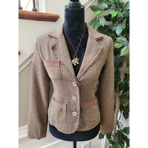 Lola Women's Beige Polyester Single Breasted Long Sleeve Casual Jacket Blazer M - Picture 2 of 15